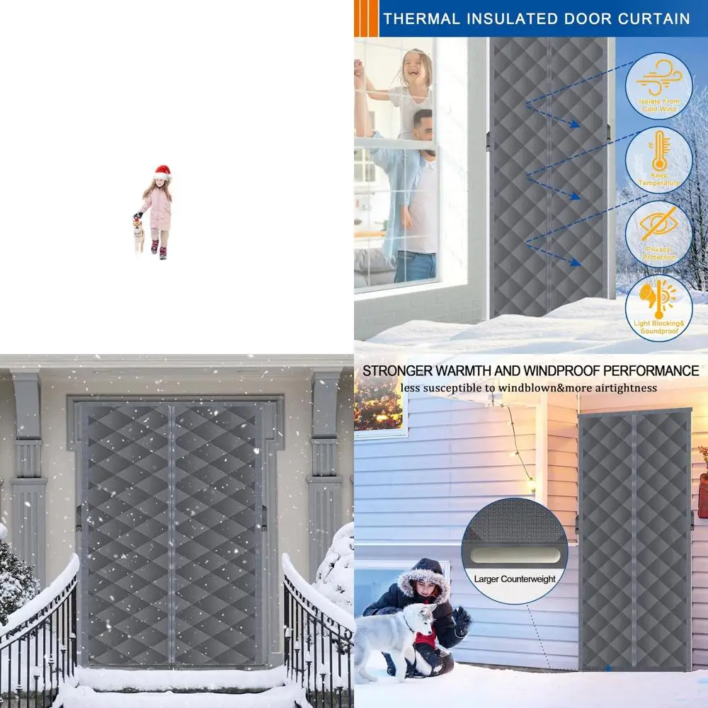 

Дверная занавеска с термоизоляцией, 72 x 80, прочный хлопчатобумажный материал, звукоизоляционная и атмосферостойкая временная дверная крышка