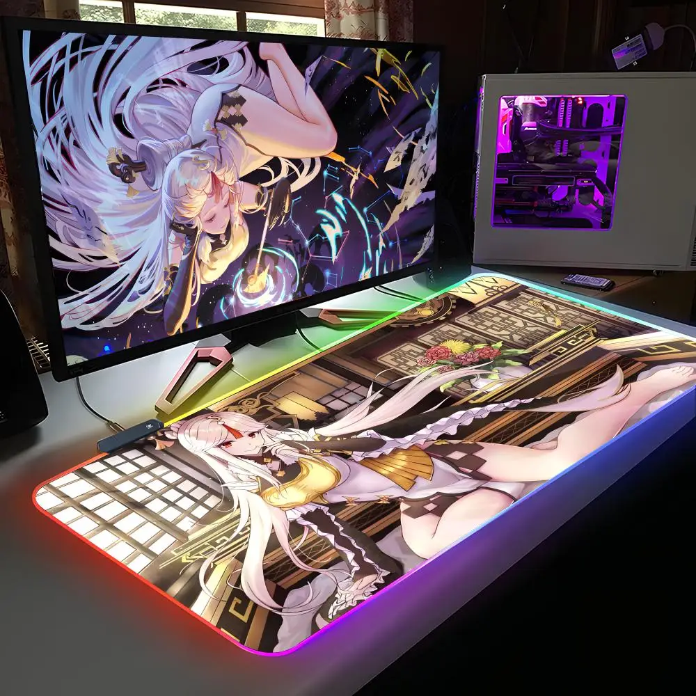 

Игровой коврик для мыши Game GI Ningguang RGB, резиновый, для компьютера и ноутбука, официальный, цветной, эстетичный, модный, роскошный коврик для киберспорта