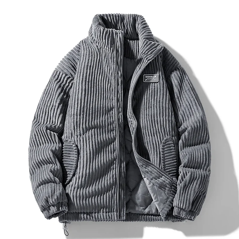 Fashion Male Casual Thicker Coats Men Warm Corduroy Parkas Winter Jacket Streetwear Man Korean Fashion Brand Puffer Jackets