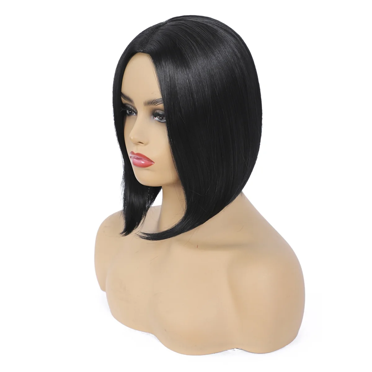 مرة واحدة أزياء شعر مستعار قصير الشعر الأوسط افترق اللون الألياف الكيميائية ارتفاع درجة الحرارة الحرير السيدات شعر مستعار تغطي، أ