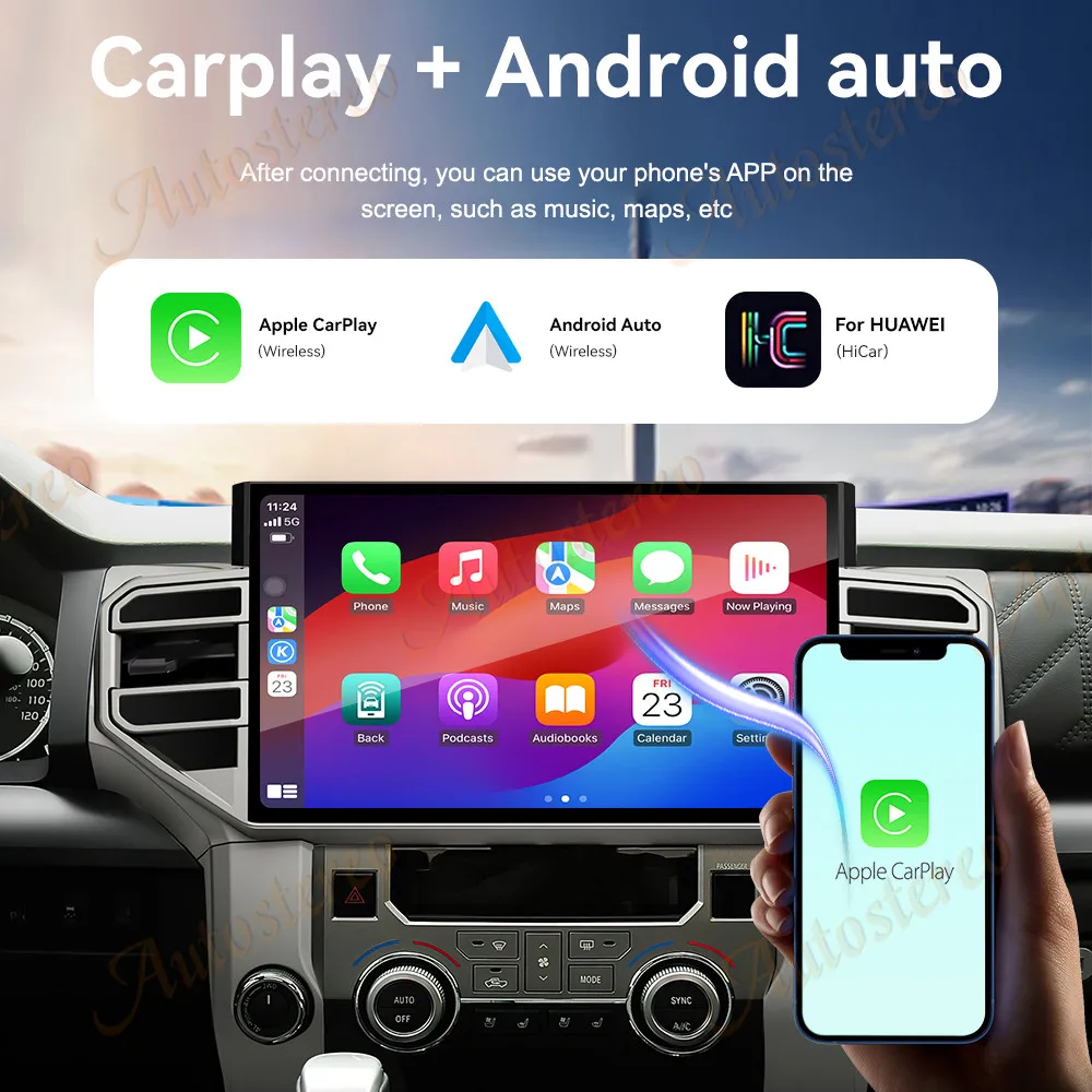 14Inch Android Carplay For Toyota Tundra Sequoia 2020-2024 Tesla Style Car GPS Navigation Multimedia Player Radio Tape HeadUnit
