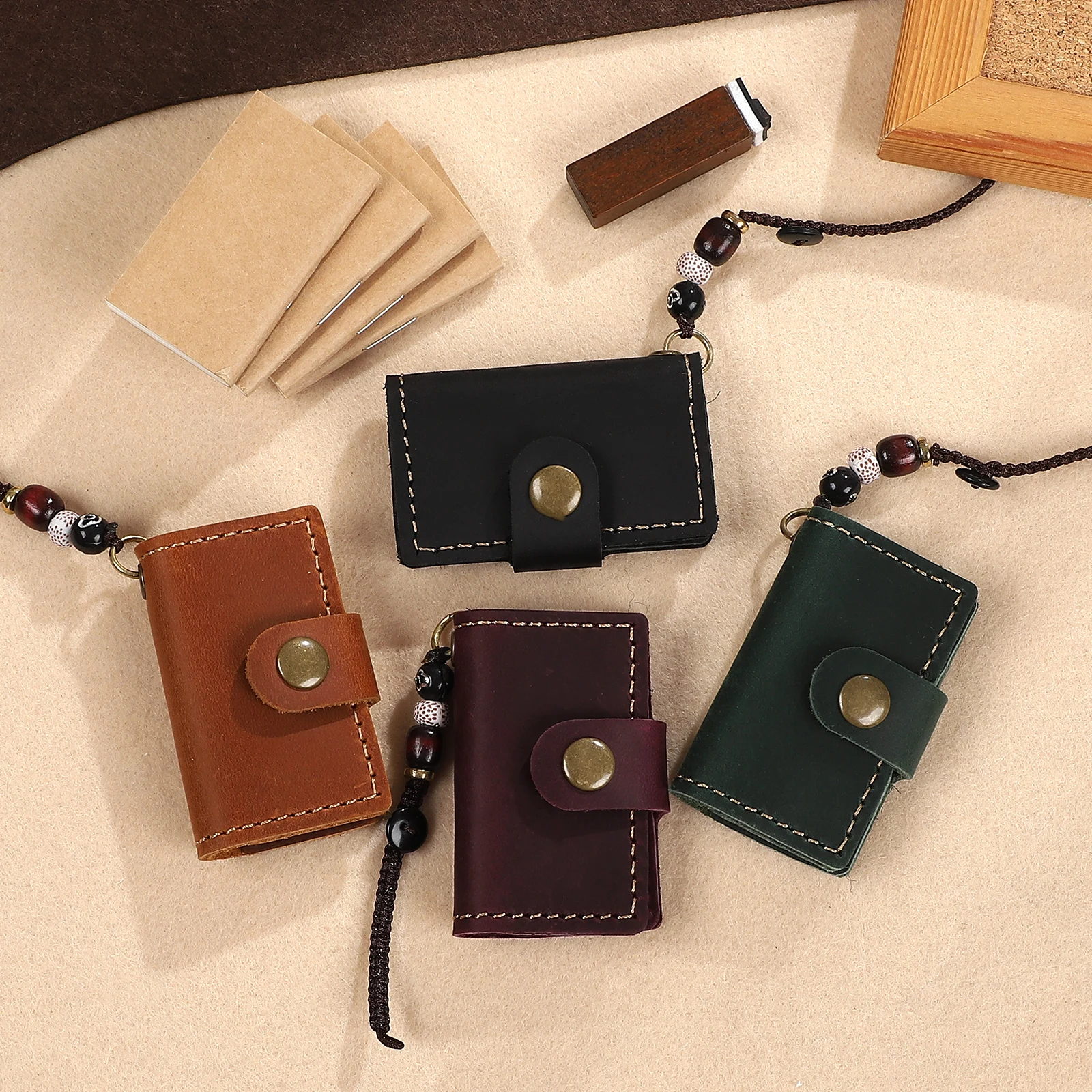 Vintage Mini Traveler Ledger Portable Hanging Blank Notebook Creative DIY Journal Material Student Supplies Stationery