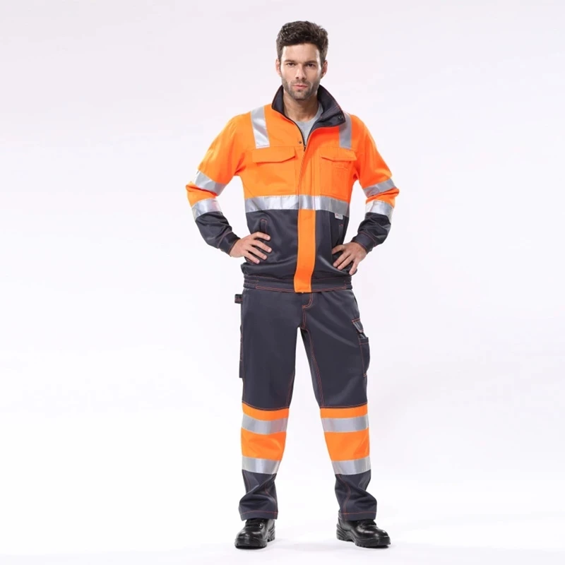 Work Suit for Mechanic Safety Jacket Reflective and Safety Pants for Work Multi Pockets Work Clothes for Men Workwear