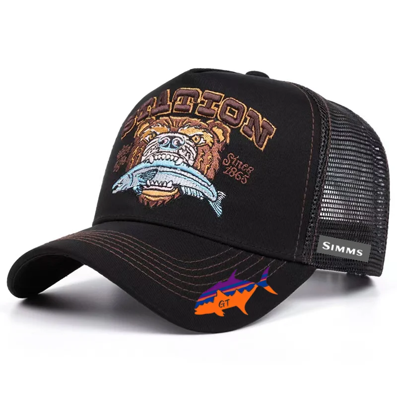 

2025 New Men's Fishing Hat Fashionable Summer Outdoor Sunscreen Peaked Cap High Quality Embroidered Mesh Fishing Hat Sports Cap