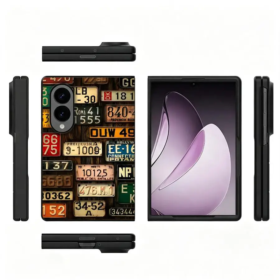Luxury Phone Cover Case for Samsung Galaxy Z Fold8 Wide ZFold Wide Z Fold 8 ZFold8 Retro Car Number Plates - view 3