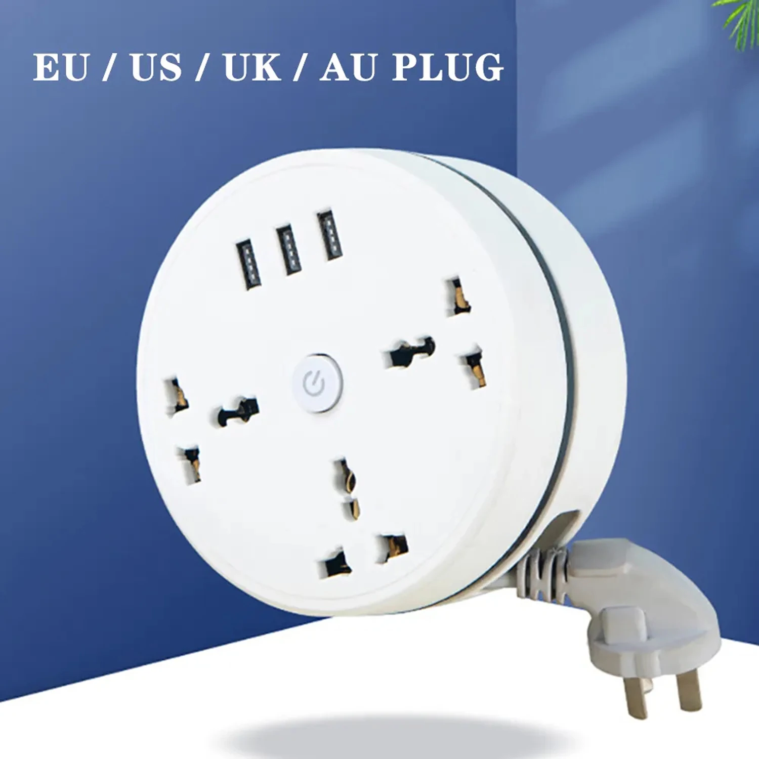 Round Universal Power Strip Portable Extension Cord Plug USB Phone Charger With 3 USB Cable Socket Smart Home EU US UK AU Plug