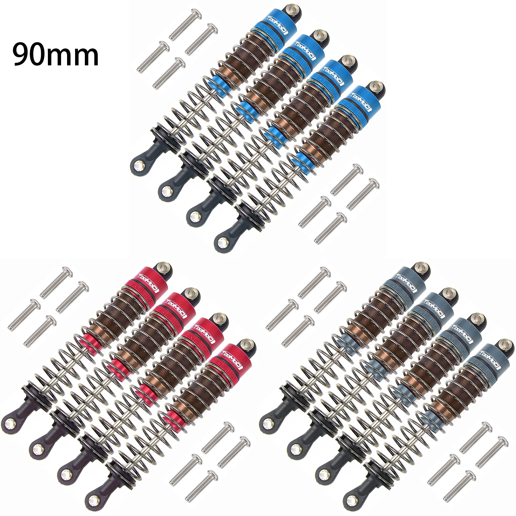 Kit de amortiguadores RC de 90 mm con aceite, escala 1/10, para Tamiya Bullhead SuperClod Buster TRX4 Axial SCX10 D90, para coches y camiones todoterreno.
