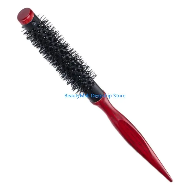 

40JD Small Mini Round Hair Brush Roller Quiff Hair Combs Nylon Bristles Hair Brushes Salon Hairdressing Brush for Bangs,Beard