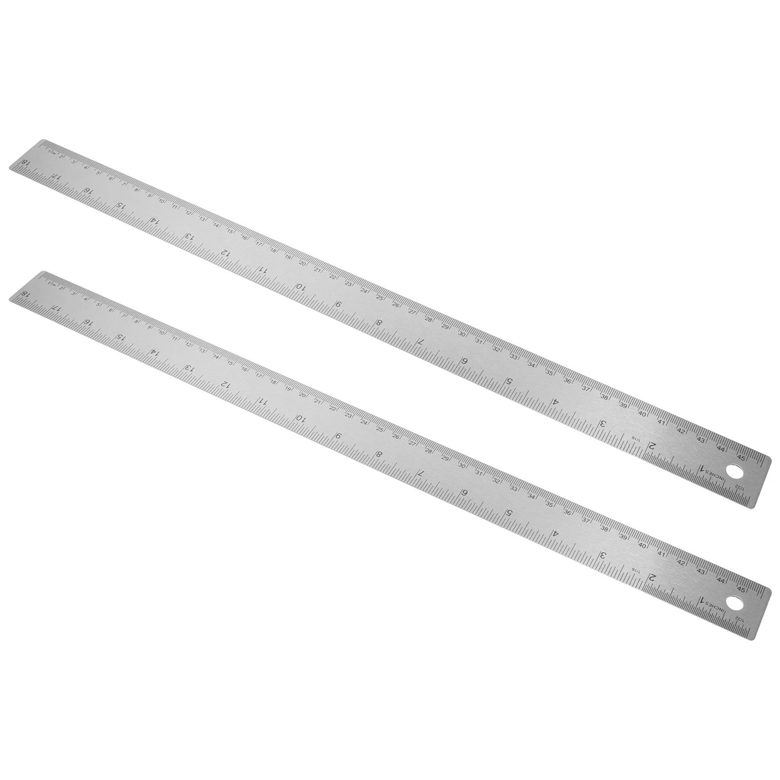 2pcs Stainless Steel Metal Ruler Cork Backing Dual Scale Metric Inch Straight Edge For Drawing Measuring Drafting Tools