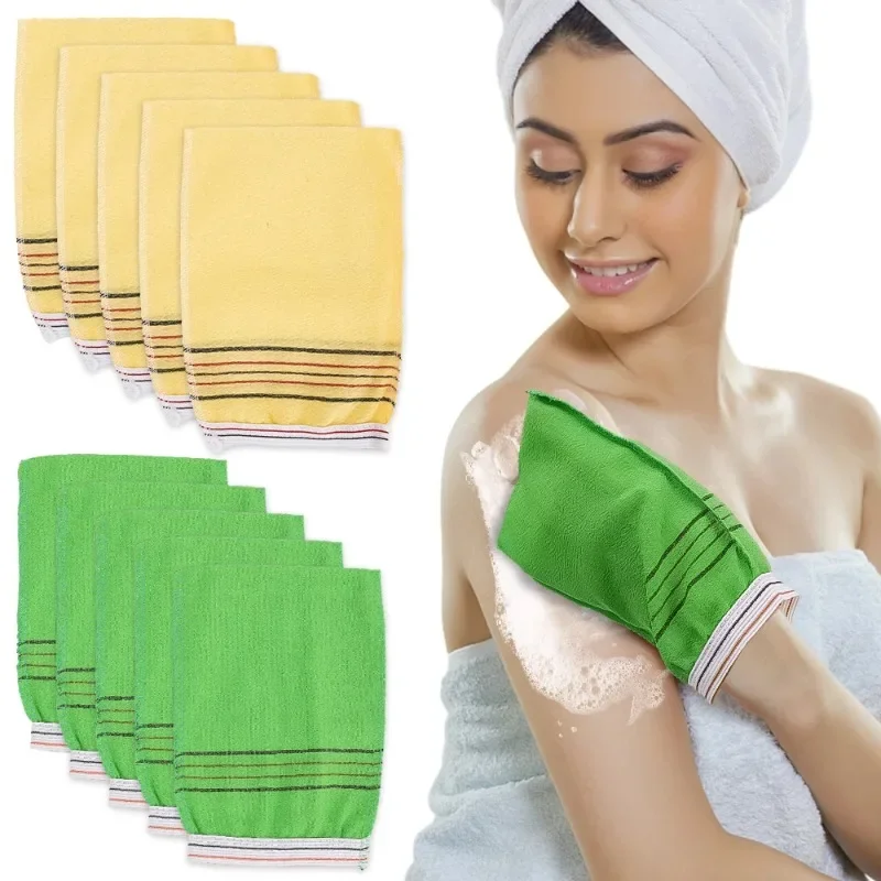 Wholesale of Powerful Adult Household Bath Towels, Bathhouse Shower Gloves, Mud, Back, Ash, and Dirt Removal Tools,5Pcs