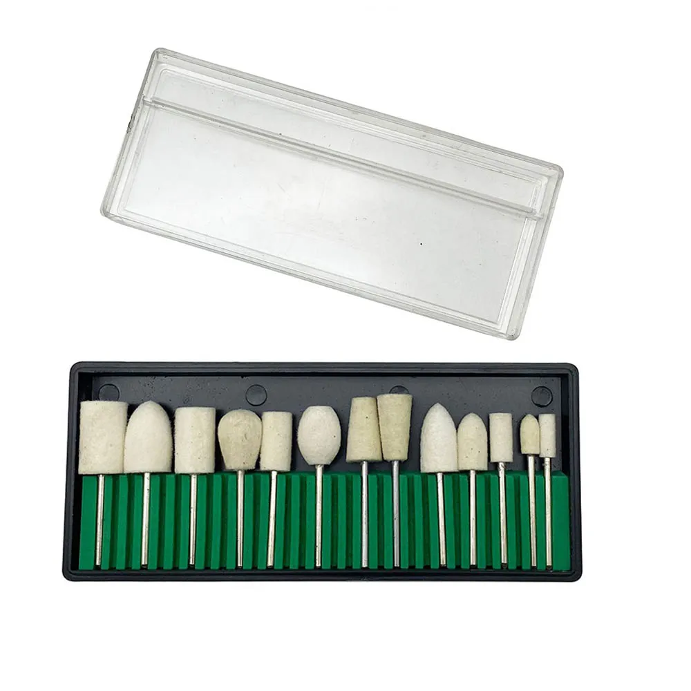 12Pcs Felt Polishing Head Brush Wool Felt Mounted Polishing Buffing Wheel with 2.35mm shank Jewelry DIY Tool Dremel Accessories