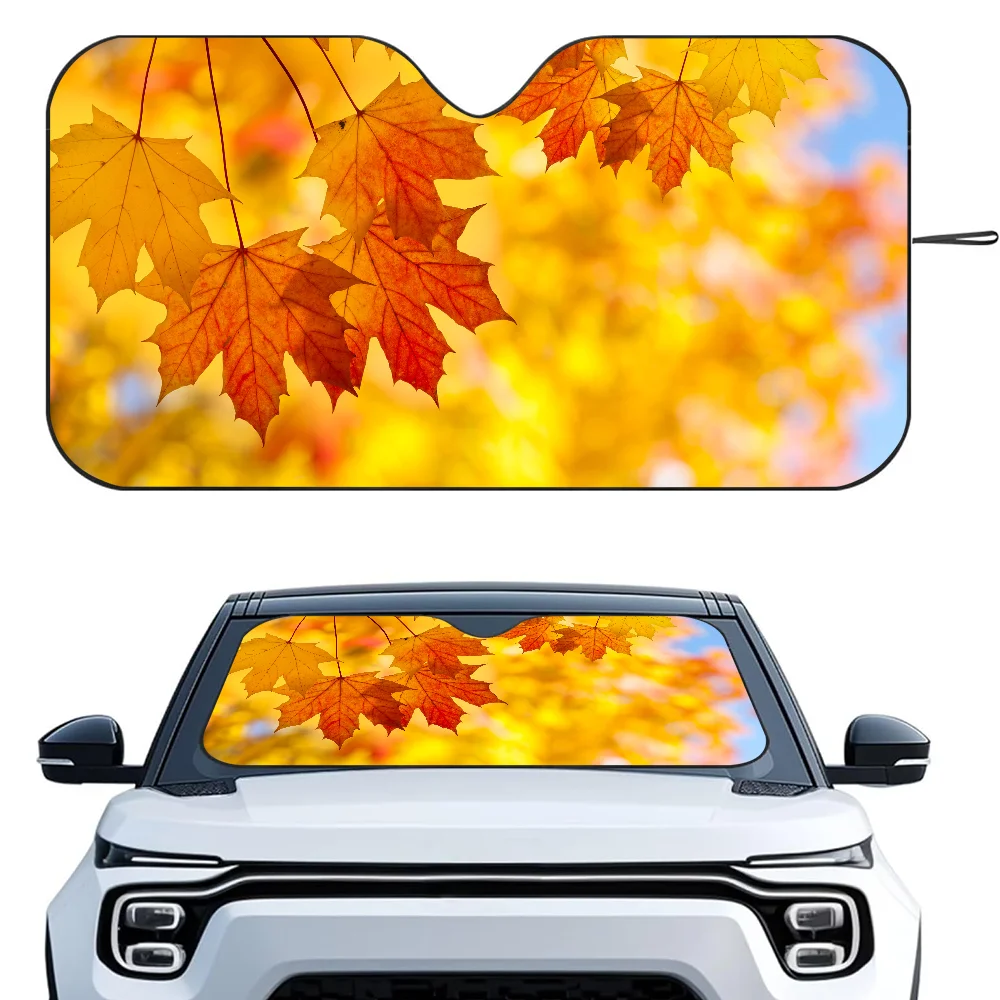 

Autumn Maple Leaves Car SunSha Heat-insulating Aluminum Film Windshield Sunshas UV Rays Blocks Car Sun Visor Protector