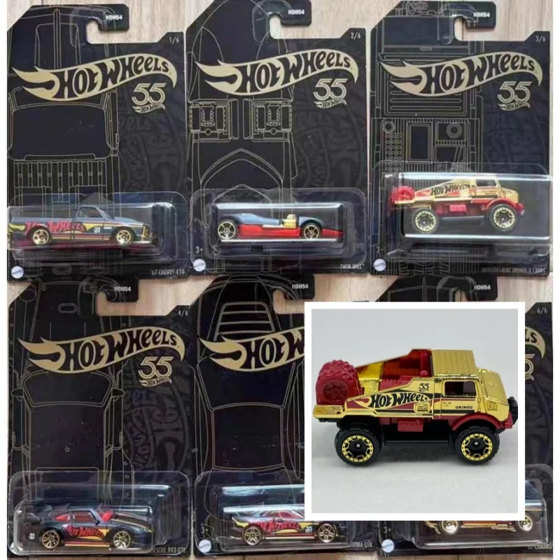 

Original Hot Wheels 55th Anniversary Black & Gold Set Of 6 Die-Cast Cars Rodger Dodger 68 Dodge Dart 1/64 Diecast Model Car Toys