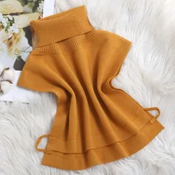 White Knitted Turtleneck Fake Collar Women Detachable Collars Winter False Collars Woman Black Removable Faux Col Half Shirt