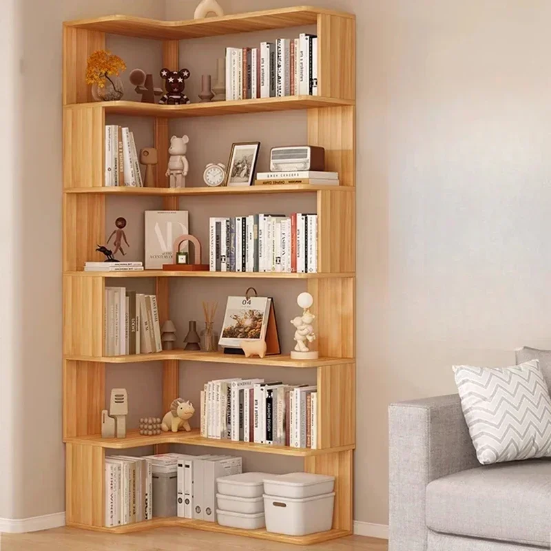 Modern Multi-layer Bookcases for Study Solid Wood Corner Storage Bookcase Light Luxury Simple Household Bookshelf for Library