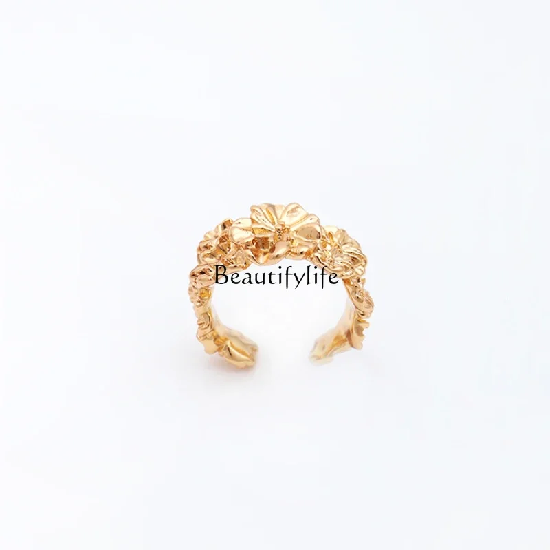 

Ring Gold French Retro Metal Flowers Openings