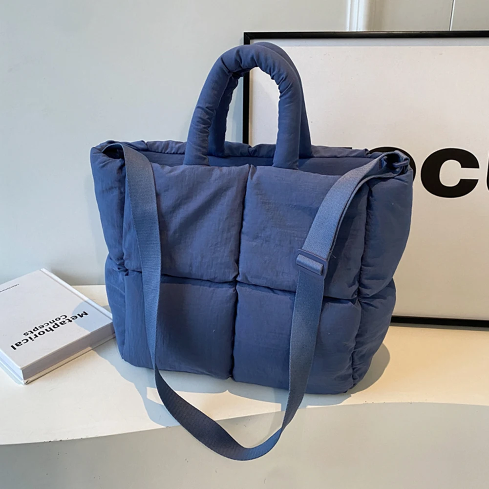 حقائب نسائية منتفخة ذات سعة كبيرة حقيبة تسوق بسيطة بلون سادة حقائب ساع عصرية بحزام قابل للتعديل حقيبة هوبو أنيقة