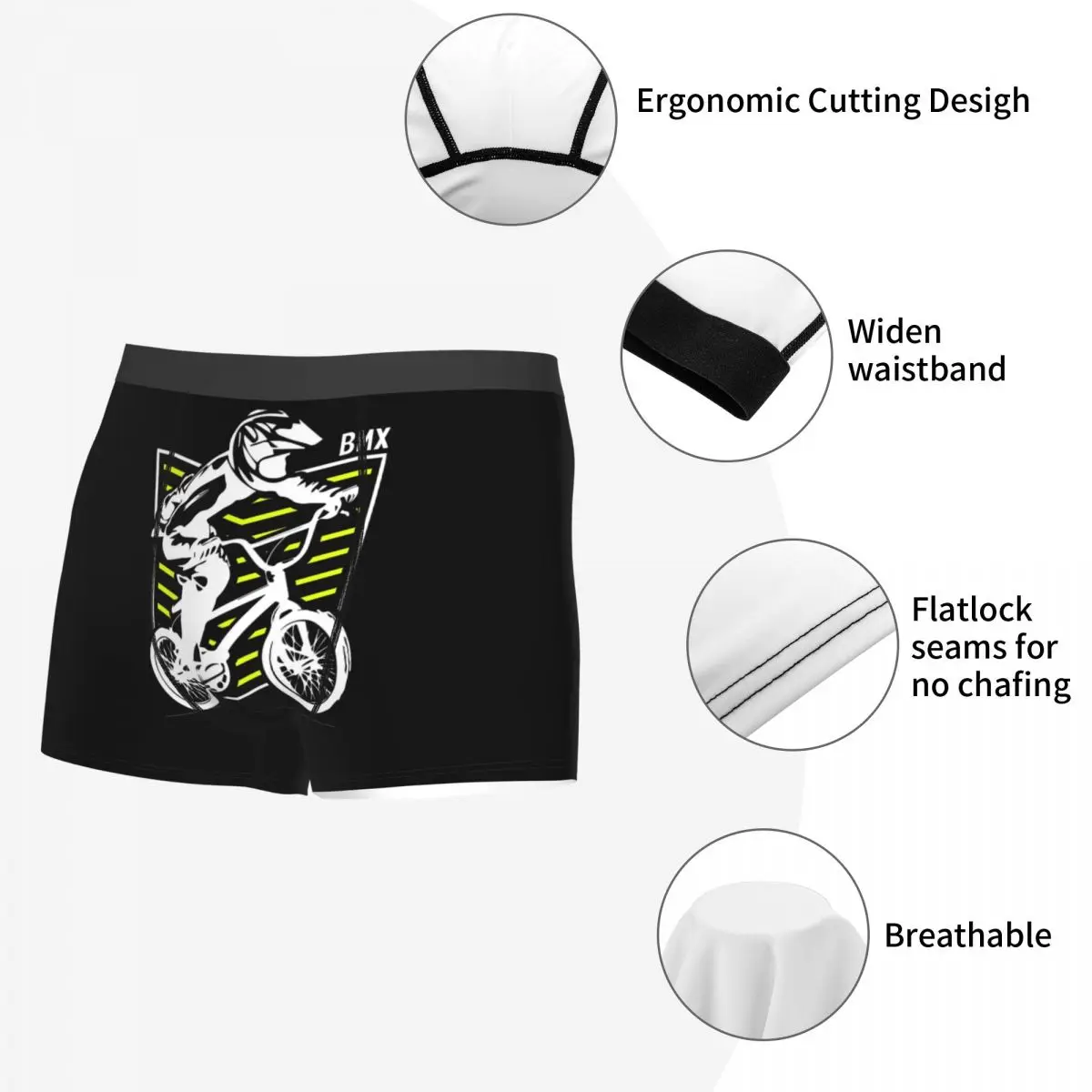 ボクサーパンツショーツ BMX アパレルレトロ BMX バイクオールドスクールパッチパンティー男性快適な下着オム男性ギフト