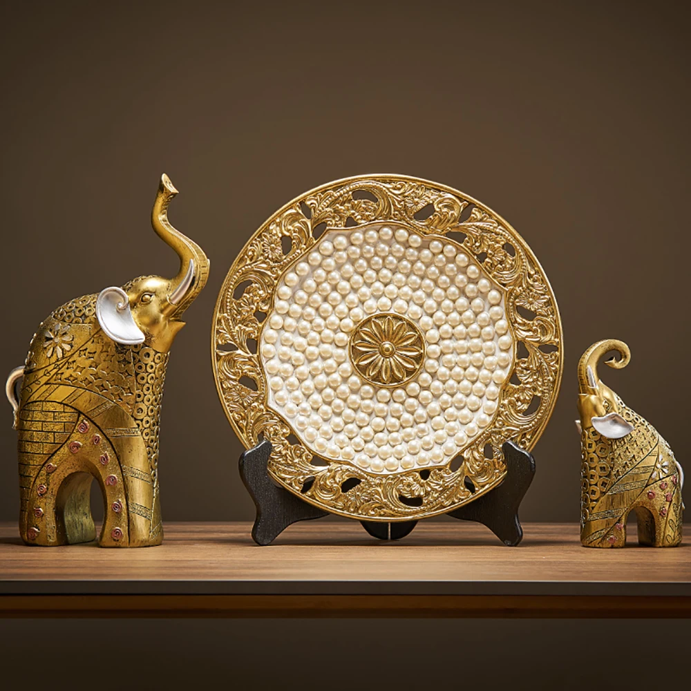 Gold Modern Gold Elephant Resin Home Decoration Accessories Crafts for Sculpture Statue Ornaments Mother and Child Living Room