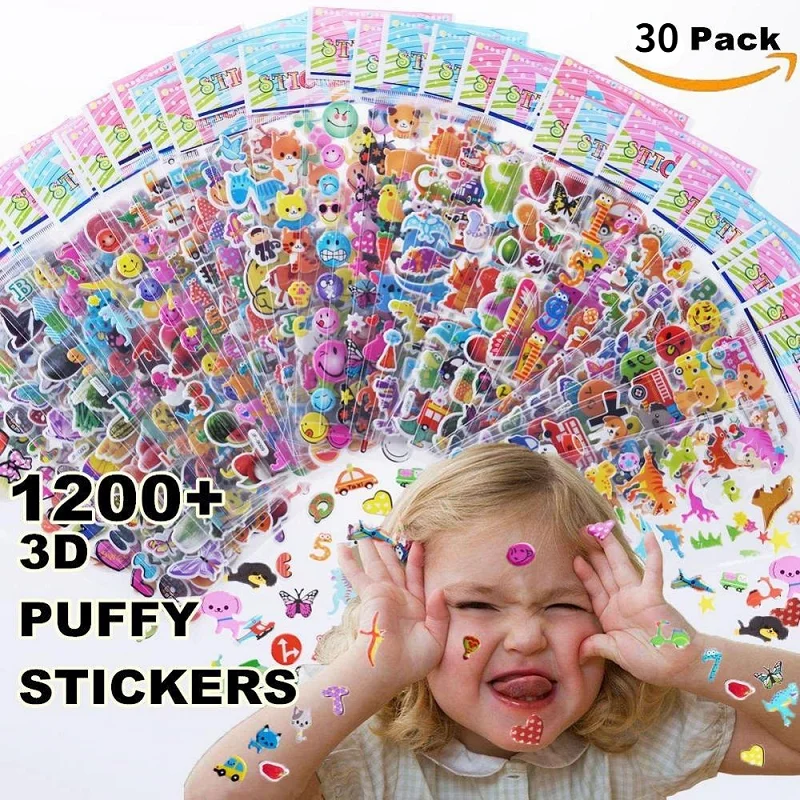 Kinder aufkleber 900 + 30 verschiedenen Blättern 3D Puffy Aufkleber für Kinder Groß aufkleber für Mädchen Junge Geburtstag Geschenk Scrapbooking planer