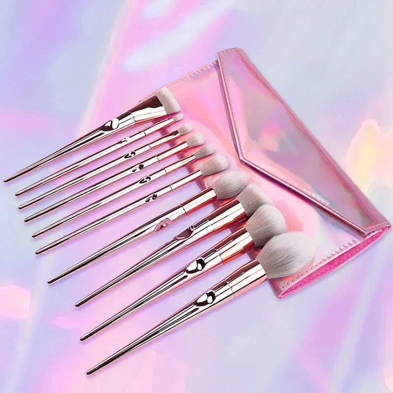 10pcs Brushes for Makeup 100% Natural Horse Pony Hair Eye Makeup Brush Set with Brushes Bag Makeup Tools