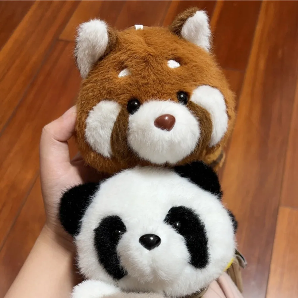 Fashion Cartoon Red Panda Keyring Animal Soft Panda Pendant Cute Headphone Bag Plush Otter Purse Bag Hanging