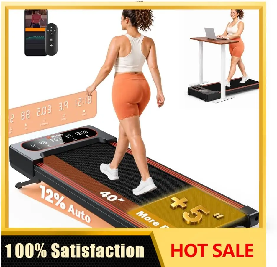 Walking Pad Treadmill with Auto Incline 12%-12Level, Quiet BLDC EvoDrive, Under Desk Treadmill for Home Office, Full Metrics Dis