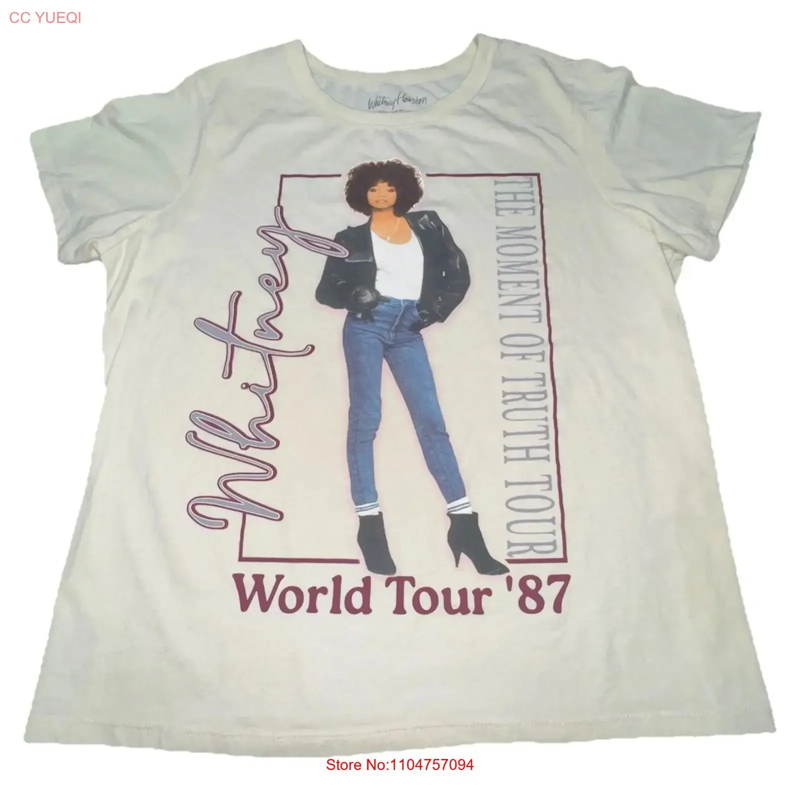 WHITNEY HOUSTON The Moment Of Truth World Tour 87 T Shirt Womens XL  vintage Washed designer clothes Stylish homme Unisex