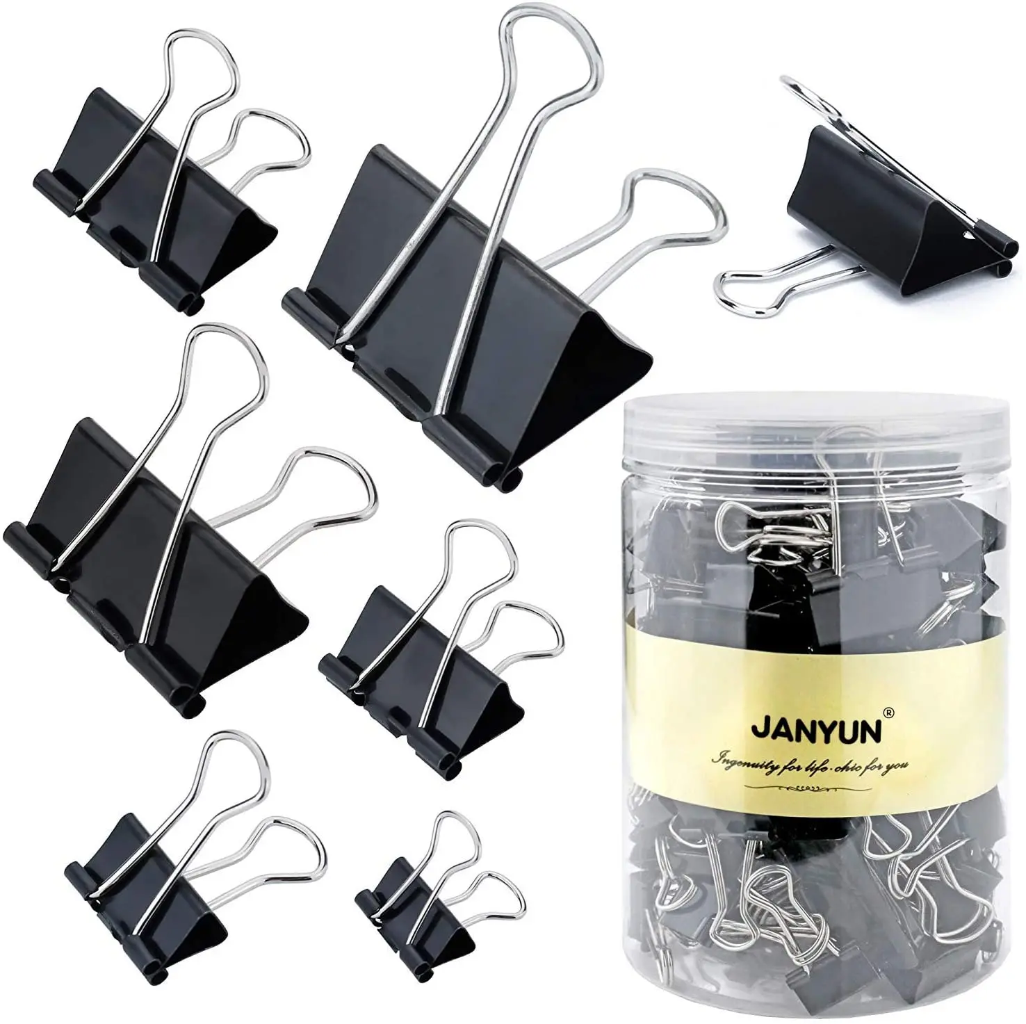 5/2-piece metal binder paper clip 15/19/25/32/41MM folding metal binder black grip clip paper document office stationery