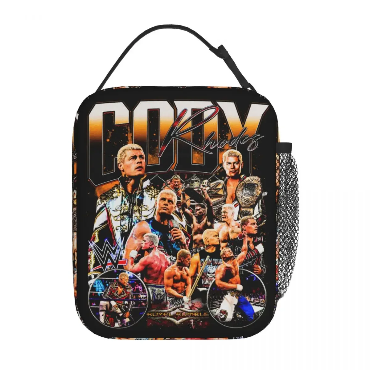 Bootleg Style Cody Rhodes Wrestling Insulated Lunch Bag For School Office American Nightmare Finished Story Food Bag Lunch Box