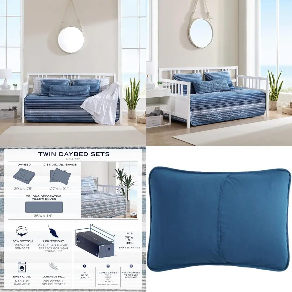 

Cotton Daybed Bedding Set with Reversible Design, Matching Shams and Pillow Covers, Ideal for Year-Round Home Decor