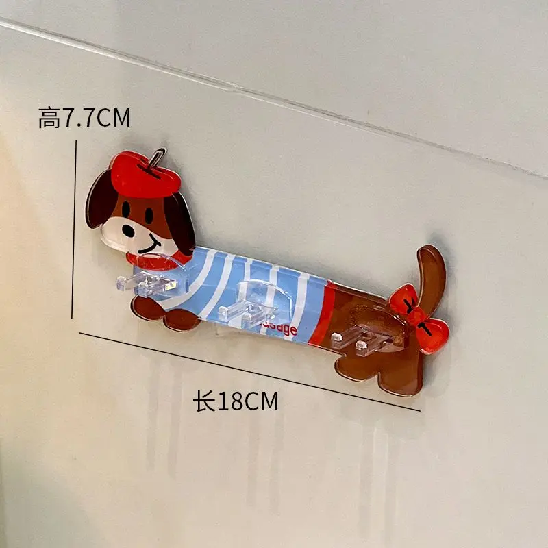 

Dopamine Dachshund Toothbrush Holder Cute Cartoon Hook Bathroom Storage Finishing Rack Wall Mounted Electric Toothbrush Holder