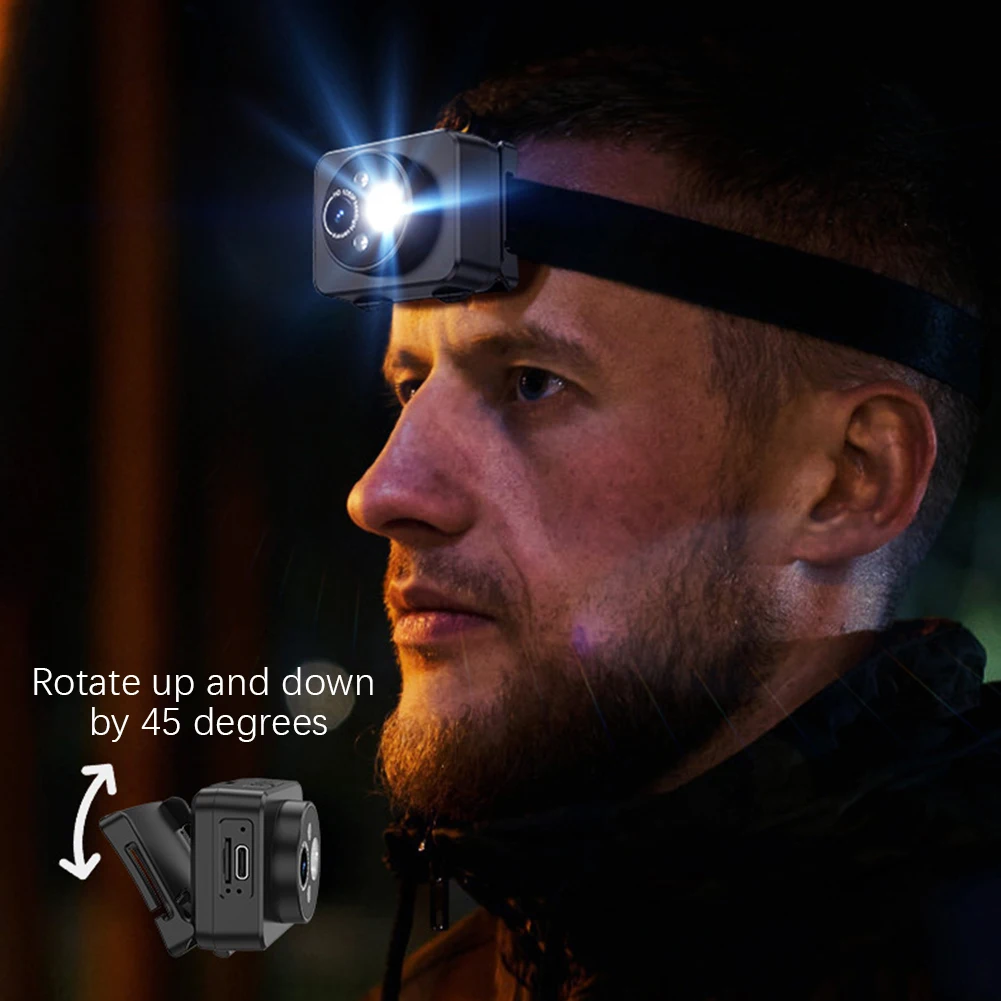 

Водонепроницаемая налобная камера для кемпинга, ночник с регулируемым углом 45 градусов для езды на велосипеде, кемпинга