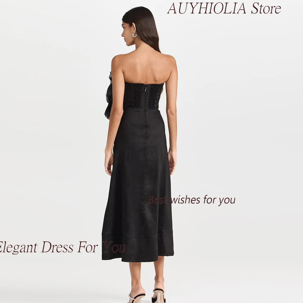 Fashion Strapless Evening Dress For Sexy Women 정장원피스 Vestidos de festa Custom Made Simple Black Cocktail Party Prom Gown