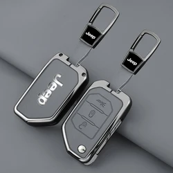 Metal Leather 2 3 4 Buttons Car Flip Key Case Cover For Jeep Gladiator JT Sahara JLU Wrangler JL Rubicon 2018 2019 Accessories