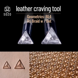 SOZO BL4 Leather Weave Stamping Tool Geometry Tri Braid con Dot Handmade Carving Printing Saddle Making 304 Stainless Steel