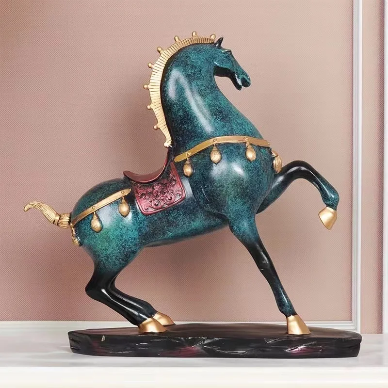 Chinese Style Tang Horse Statue Home Decoration Accessories Resin Living Room Decor Modern Horse Sculpture Luxury Decor