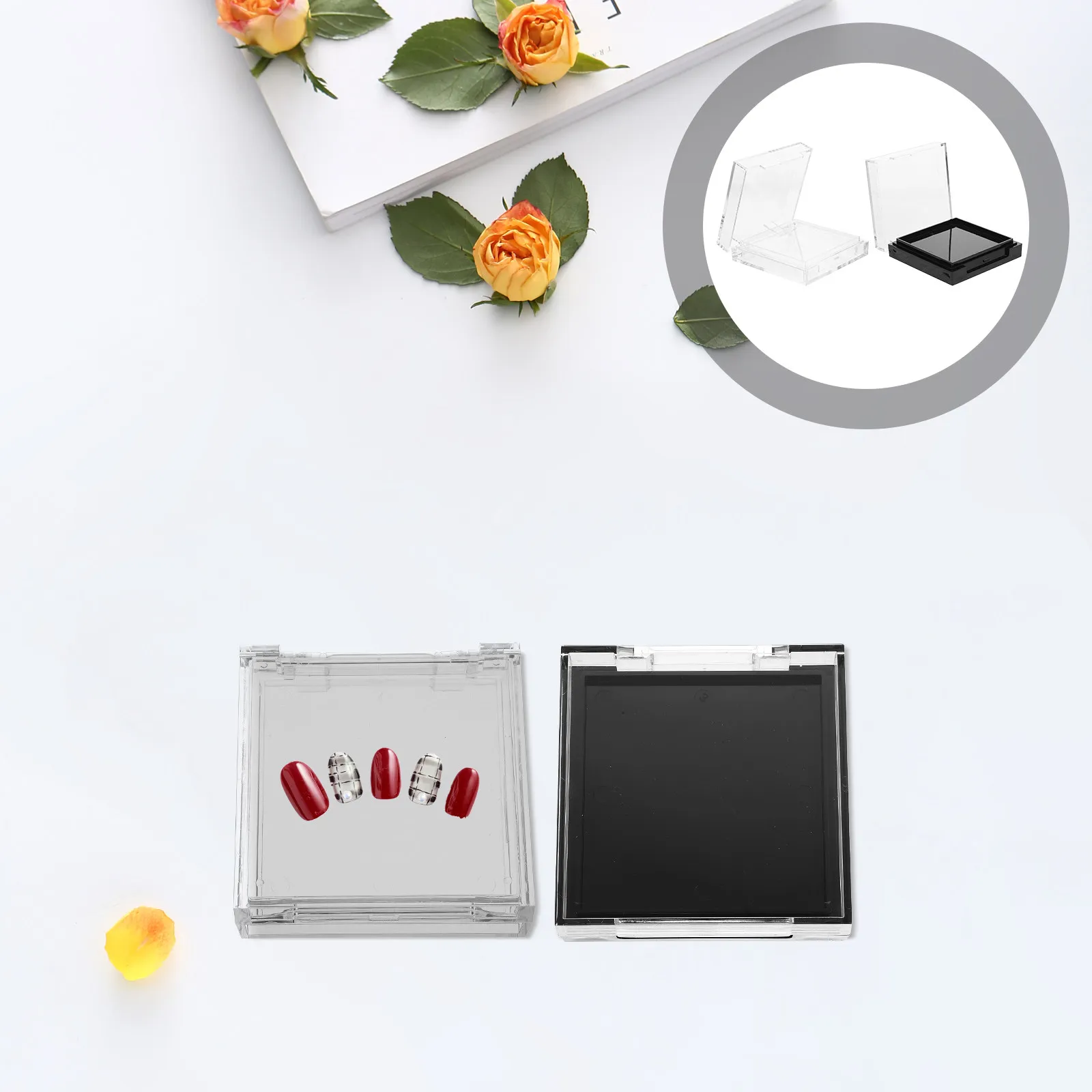 

4Pcs Press on Nail Storage Box Thick Reinforced Transparent Organizer Case for False Nails Travel Compact Display and Easy