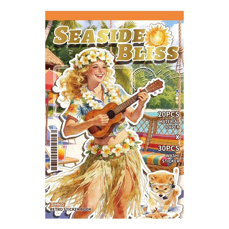 

20/50 Pcs Large Size Beach Series Die Cut Stickers for Scrapbook Diary Japanese Stationery Supplies Handmade Decorative