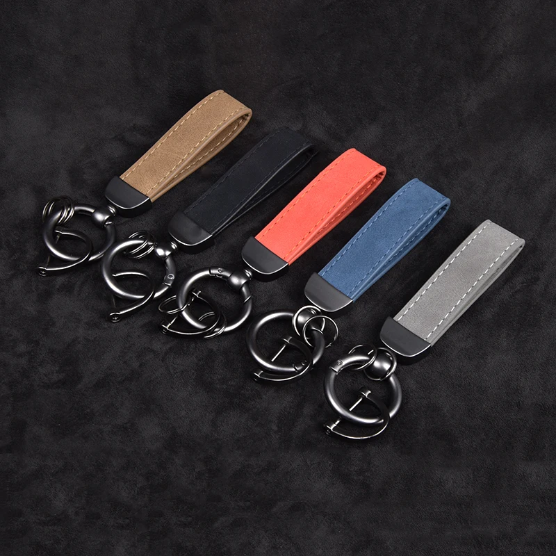 Car keychain vintage leather zinc alloy keychain ring universal bracket luxury auto accessories