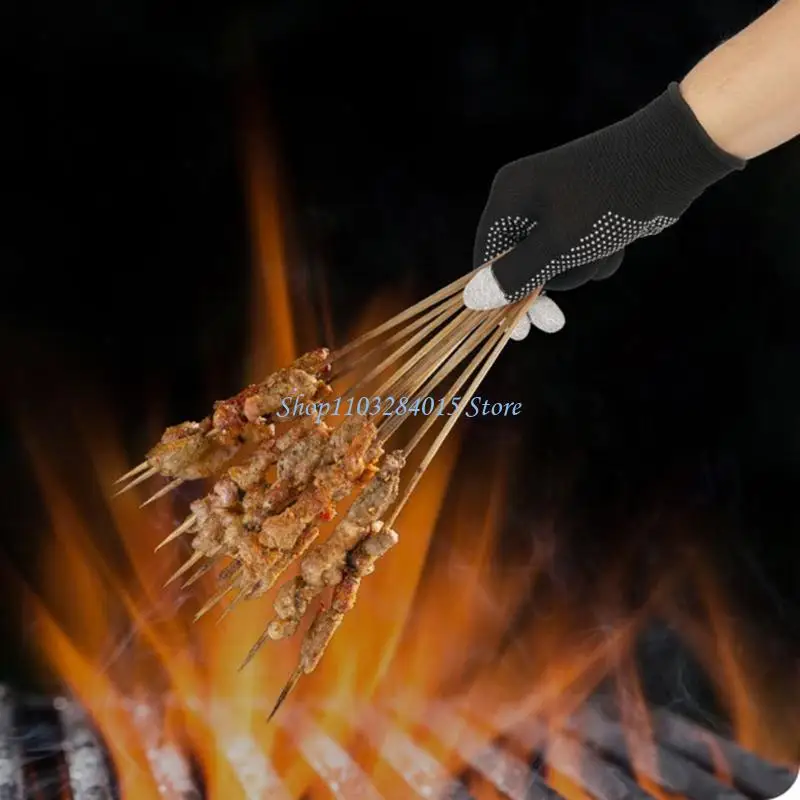 R6FF Oil Splash Proof Heat Resistant Kitchen Gloves For Cooking Grilling Frying With Nonslip Grip Thin Protective Design 2pcs