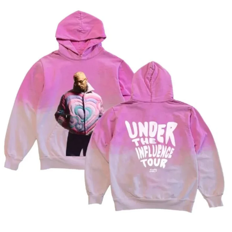 Chris Brown Under The Influence Tour 2023 Breezy Merch Men's Sportswear Set Casual Tracksuit Two Piece Set Sweatshirt Sweatpants