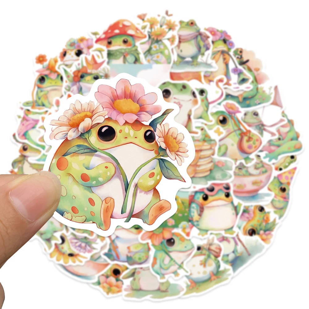 10/30/50pcs Cute Frog Animal Stickers Funny Cartoon Decals for Kids Toy DIY Phone Scrapbooking Notebook Waterproof Sticker Pack