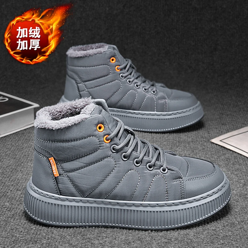 Winter Snow Boots for Man Thick Fur Super Warm with Lace Up Men's Soft Waterproof Ankle Boots Casual Wear-Resistant Men Boots