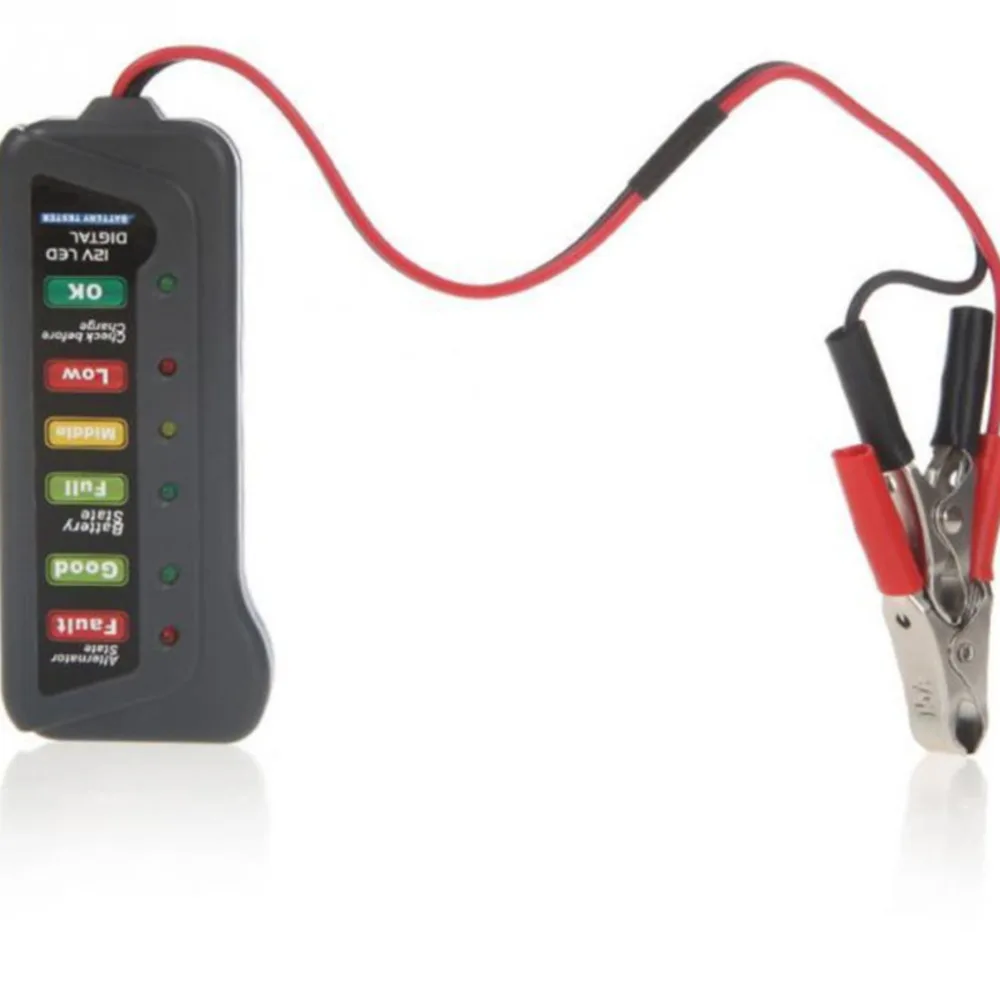 12V Digital Battery Alternator Tester With 6 LED Lights Display Car Vehicle Battery Diagnostic Tool