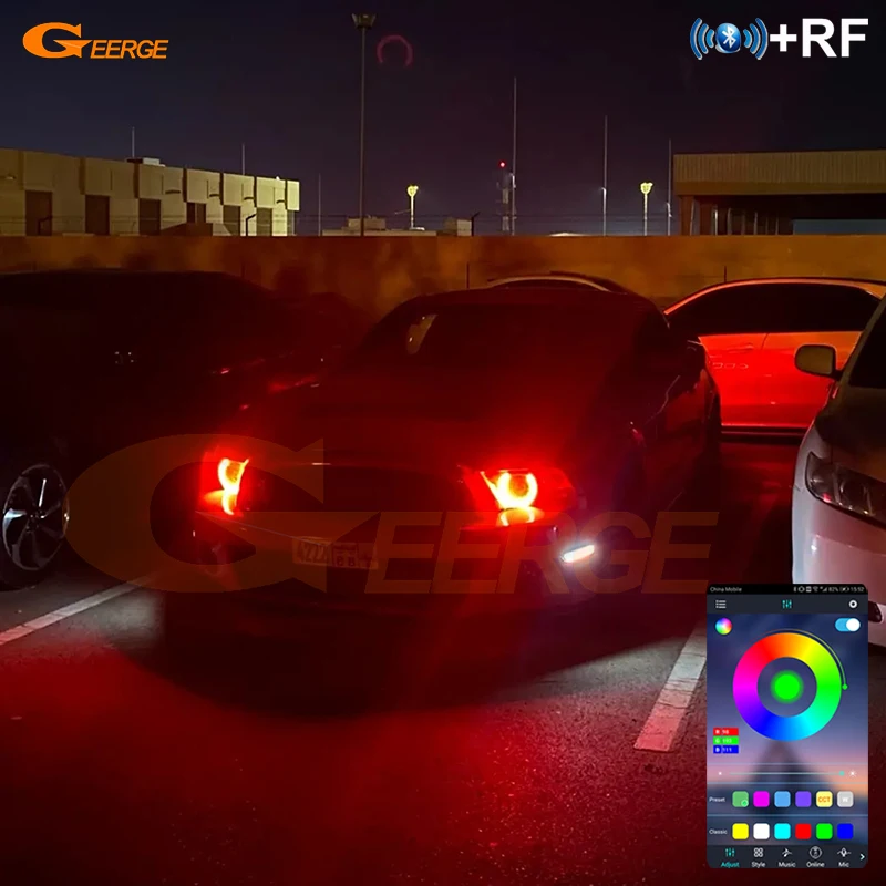 For Ford Mustang 2013 2014 RF Remote Bluetooth APP Ultra Bright Multi Color RGB LED Angel Eyes Kit Halo Rings