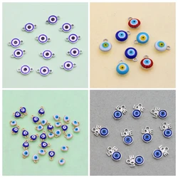10pcs Blue Devil Eye Enamel Small Pendant Color Eye Connector Diy Bracelet Necklace Earrings Jewelry Accessories