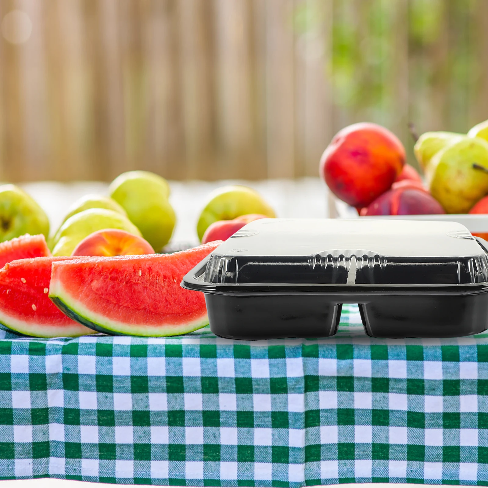 

10pcs Thickened Fruit Cutting Boxes with Lid for Food Storage Black Style Portable Packing Containers Suitable Home
