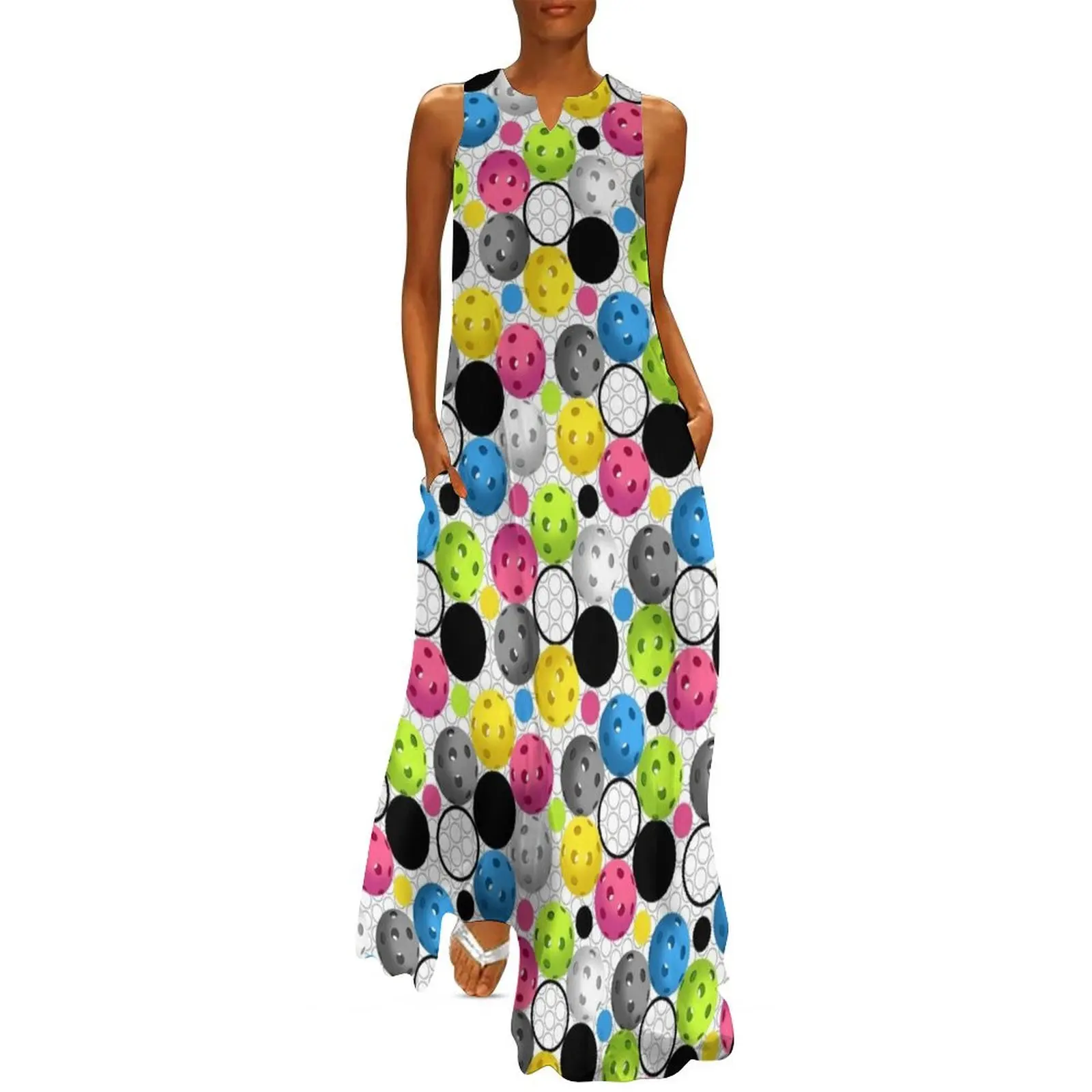 

Modern Colorful Pickleball Pattern Long Dress summer women's suit women clothes Dress