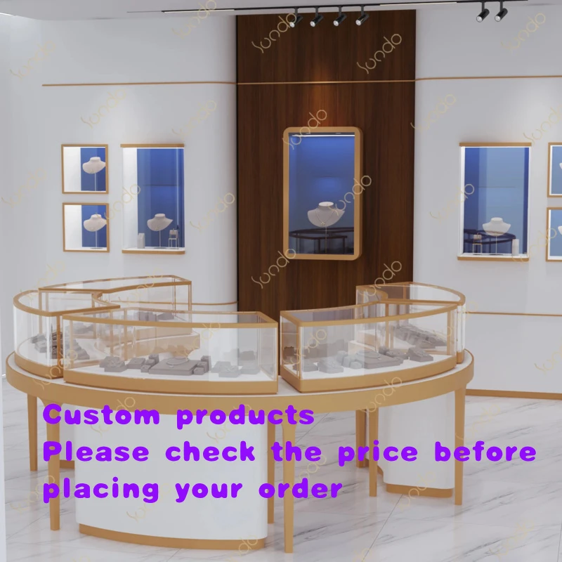 custom.SUNDO High-Tempered Glass Jewellery Display Cabinet New Design Necklace Bust Interior Showcase